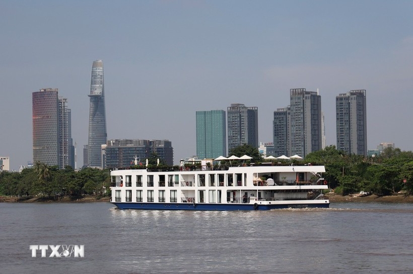A luxury cruise ship carrying visitors along the Saigon River in Ho Chi Minh City