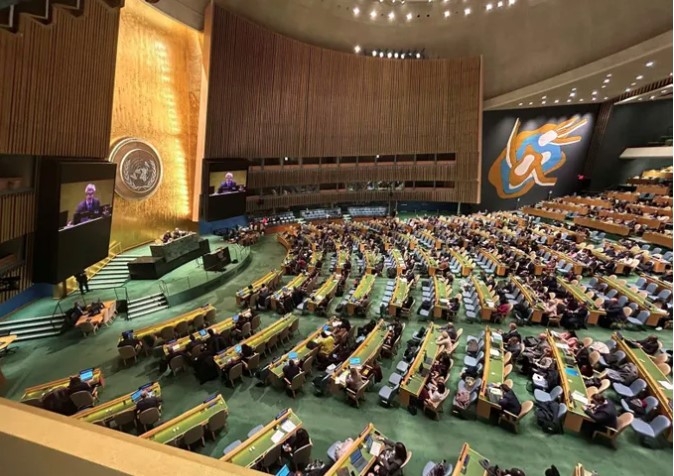 Overview of the UN General Assembly session adopting the Hanoi Convention, December 24, 2024 (Photo: VNA)