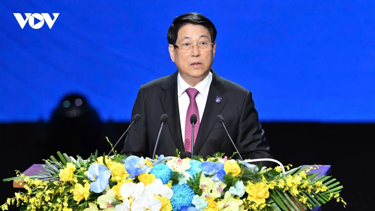 President Luong Cuong of Vietnam speaks at the signing ceremony of the UN Convention against Cybercrime (Hanoi Convention) in Hanoi on October 25