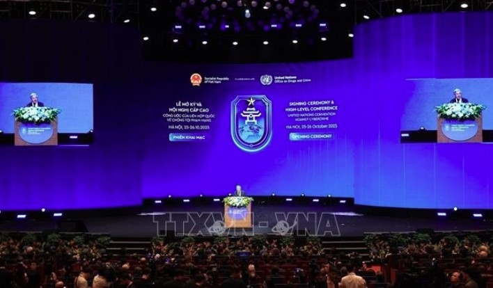 UN Secretary-General António Guterres speaks at the signing ceremony of the Hanoi Conventionin Hanoi on October 27, 2025. (Photo: VNA)