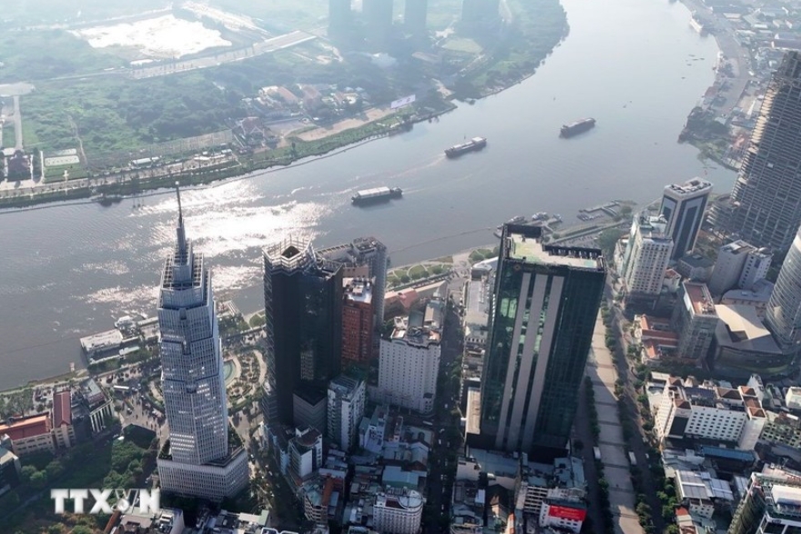 Financial buildings in the downtown area of Ho Chi Minh City along the Saigon River. (Photo: VNA)