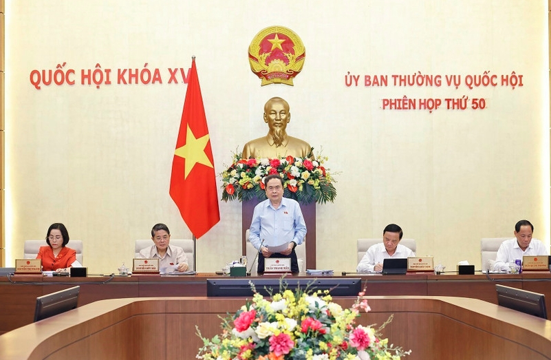 NA Chairman Tran Thanh Man speaks at the opening of the NA Standing Committee's 50th session (Photo: VNA)