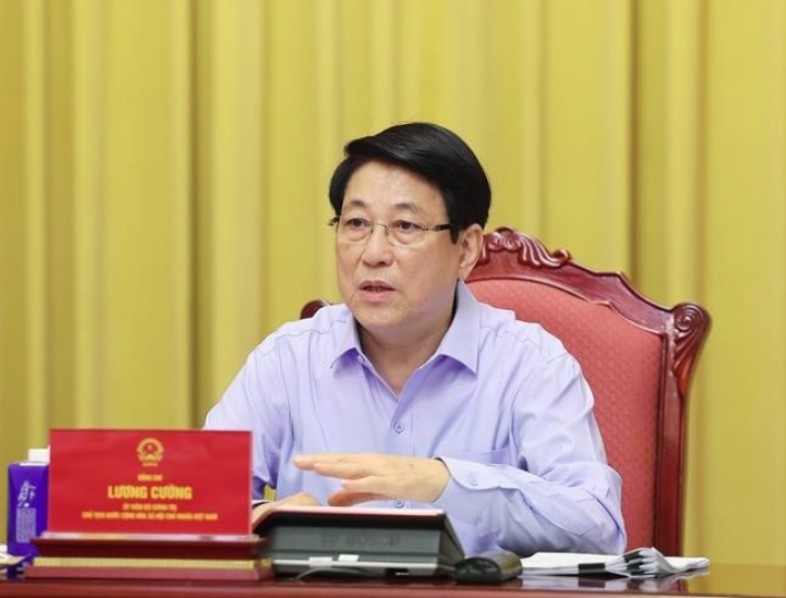 State President Luong Cuong speaks at the working session on October 15. (Photo: VNA)