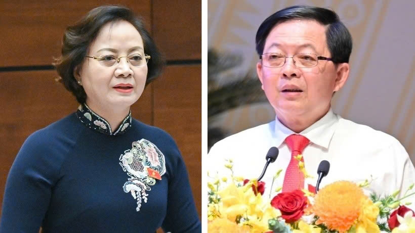 Two new Deputy Prime Ministers - Pham Thi Thanh Tra (L) and Ho Quoc Dung