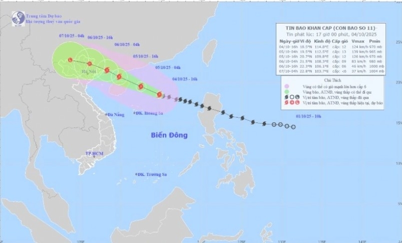 Typhoon Matmo's projected path toward northern Vietnam