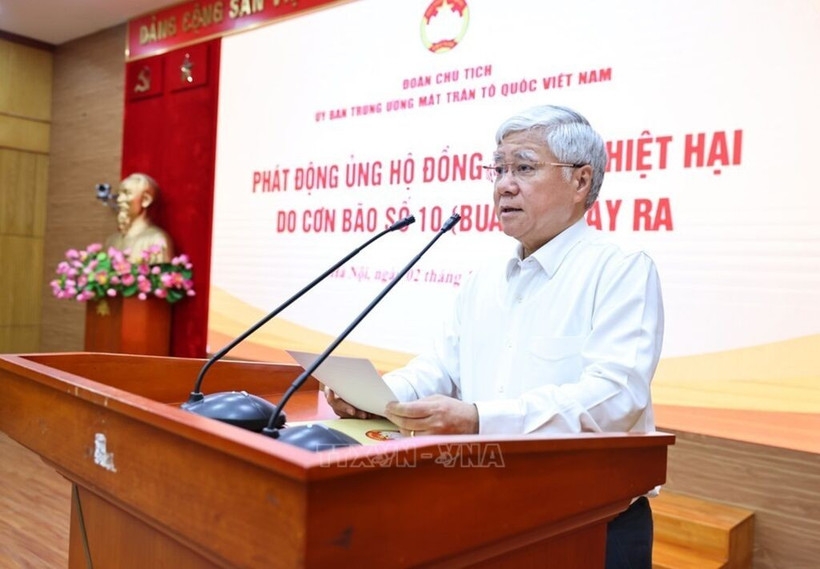 President of the VFF Central Committee Do Van Chien launches a fundraising campaign on the afternoon of October 3 to support people affected by Typhoon Bualoi. (Photo: VNA)