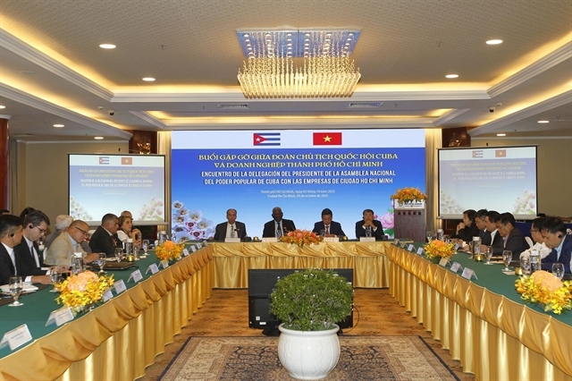 A meeting was held between the Cuban National Assembly delegation and HCM City businesses on October 3. (VNA/VNS Photo)