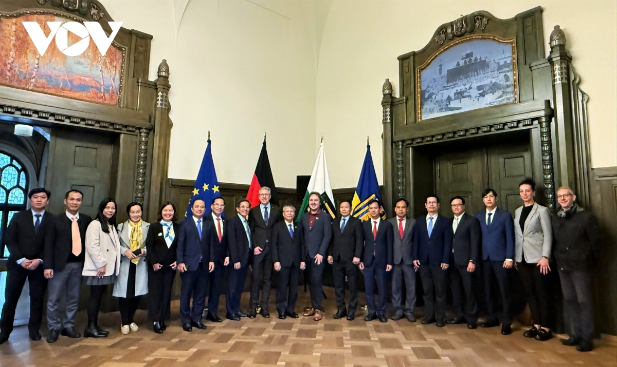 Representatives of Da Nang and Chemnitz City pose for a group photo 
