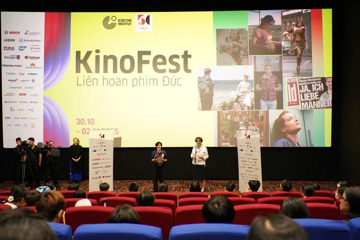 German Ambassador to Vietnam Helga Margarete speaks at Kinofest's opening ceremony in Hanoi on October 30. (Photo courtesy of the organizers)
