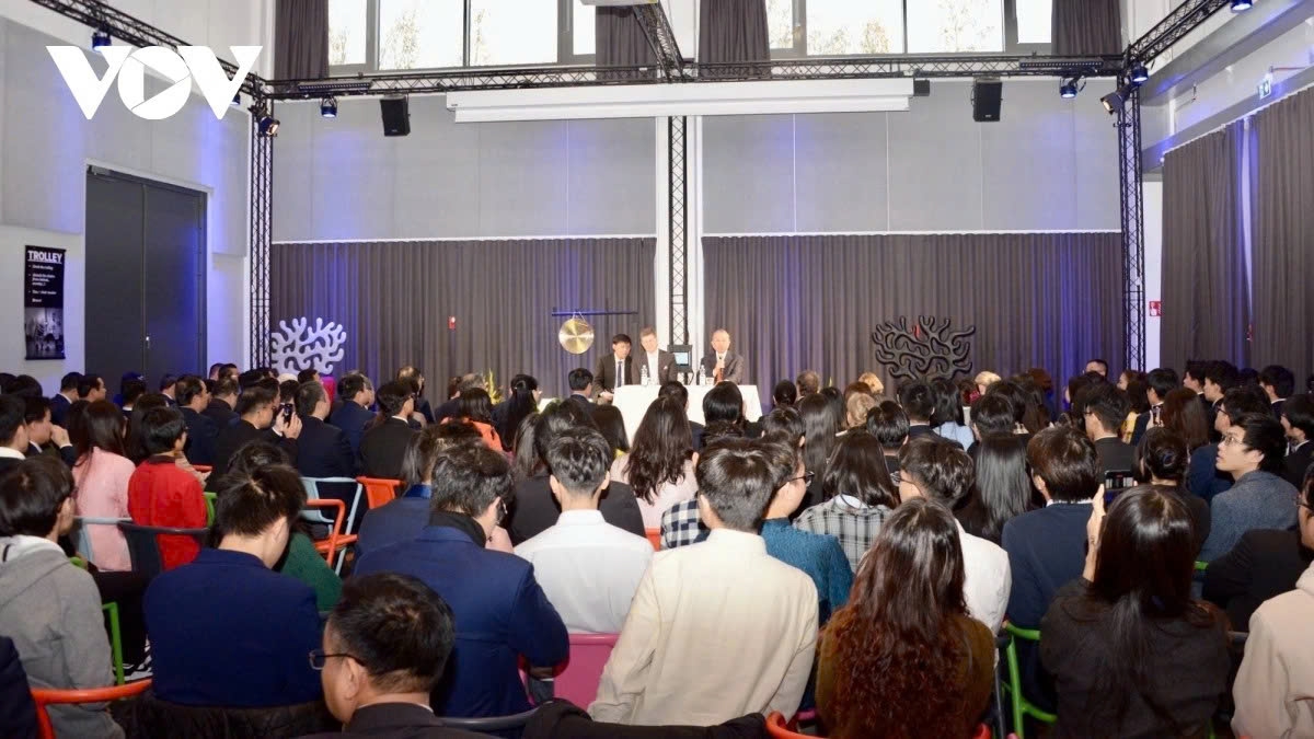 Vietnamese Party General Secretary To Lam speaks at Aalto University in Helsinki, Finland, on October 22