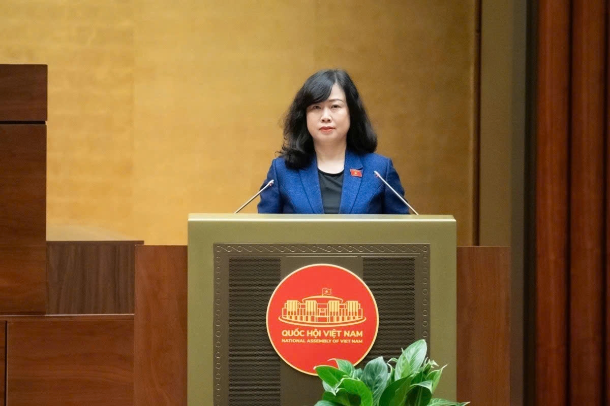 Minister of Health Dao Hong Lan presents the draft Resolution 72 on public health care at the ongoing session of the National Assembly on November 17