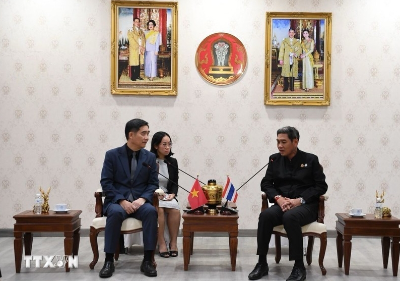 Vietnamese Ambassador to Thailand Pham Viet Hung (L) and Chiang Mai Governor Rattapol Naradisorn at their meeting on November 27 (Photo: VNA)