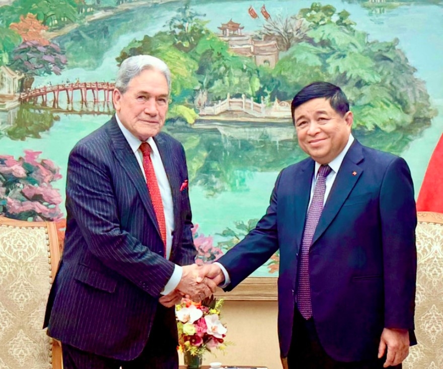 Deputy Prime Minister Nguyen Chi Dung (R) and new Zealand Minister of Foreign Affairs Winston Peters, at their meeting in Hanoi on November 25. (Photo: VNA)