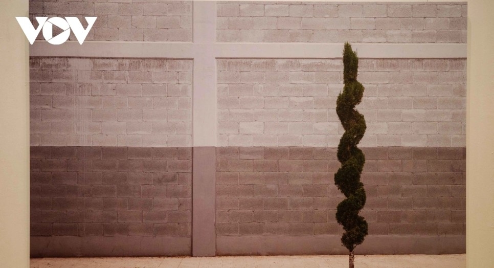 A large-format photograph by Bert Danckaert, where geometric forms and color fields blend with traces of human activity.