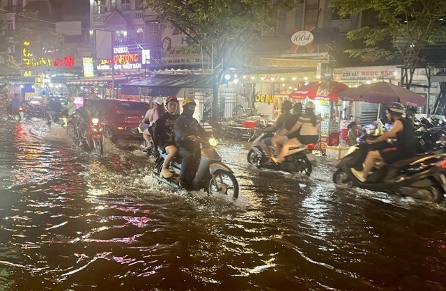 A flooded street in Vinh Hoi ward, HCM City, after heavy rain on November 8 night.