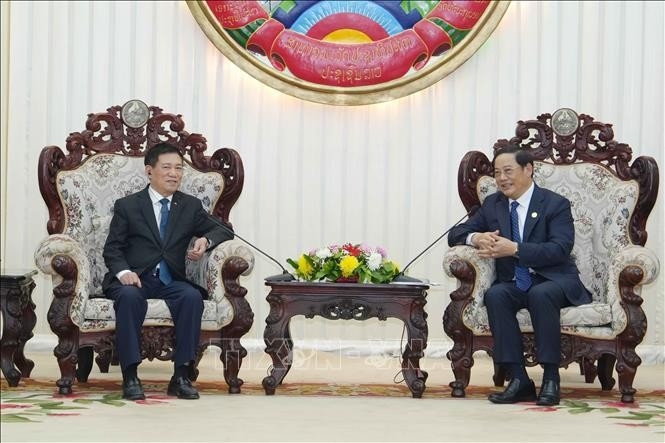Vietnamese Deputy Prime Minister Ho Duc Phoc (L) meets with Lao Prime Minister Sonexay Siphandone (Photo: VNA)