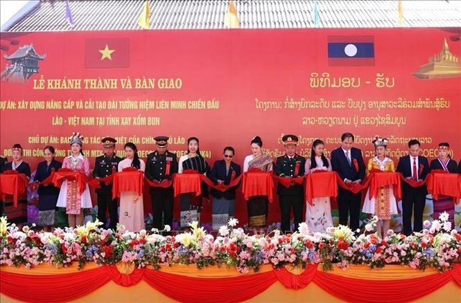 At the ceremony to inaugurate and hand over the newly upgraded Laos - Vietnam combat alliance monument in the northern Lao province of Xaysomboun on November 28, 2025