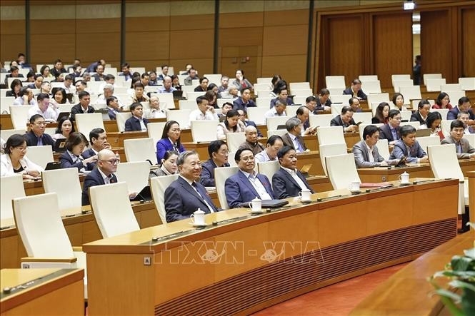 Party General Secretary To Lam, Prime Minister Pham Minh Chinh and delegates attending the session (Photo: VNA)