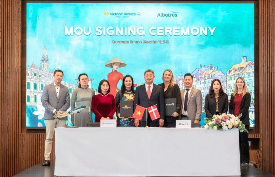 At the launch ceremony of the direct route from Ho Chi Minh City to Copenhagen