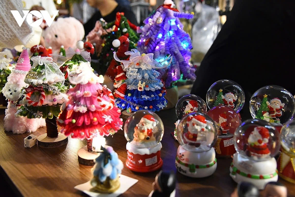 Cute Christmas decorations are on display for sale around the Hanoi Cathedral area.