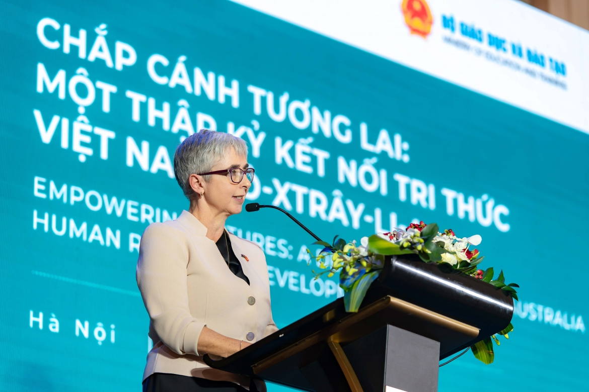 Ms Michelle O’Byrne, Australian Ambassador for Gender Equality delivers remarks.