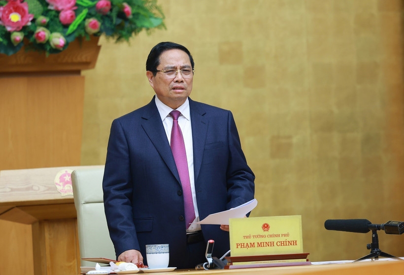 Prime Minister Pham Minh Chinh speaks at the 26th meeting of the National Steering Committee for Combating Illegal, Unreported and Unregulated (IUU) Fishing. (Photo: VNA)