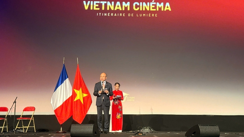 Vietnamese Ambassador to France Dinh Toan Thang speaks at the opening of the Vietnam Film Week – The Journey of Light in Paris on December 5. (Photo: VNA)
