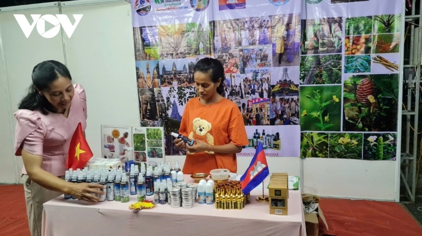 A booth displaying Cambodian products