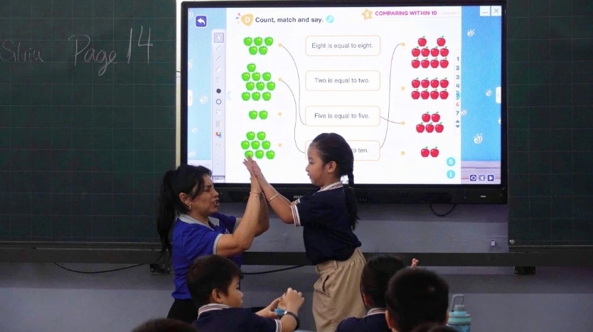 An English lesson with a native teacher at a primary school