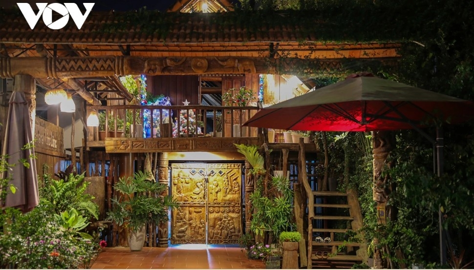 In front of a parishioner’s home in Ako Dhong village, Tan Loi Ward