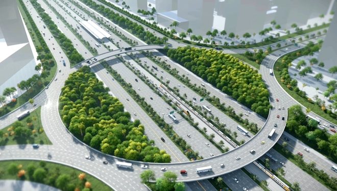 A graphic image of the Gia Binh Airport–Hanoi connecting road. (Photo: Sun Group)