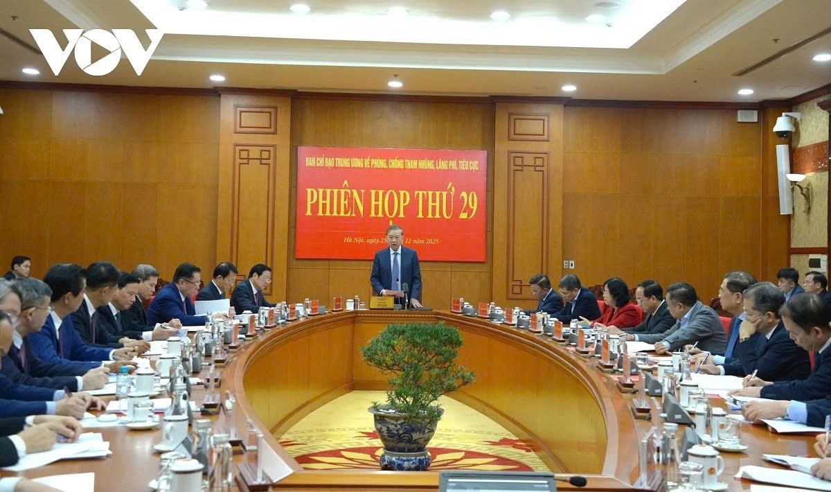 Party General Secretary To Lam chairs the 29th meeting of the Central Steering Committee for Prevention and Control of Corruption, Waste and Negative Phenomena in Hanoi on December 25