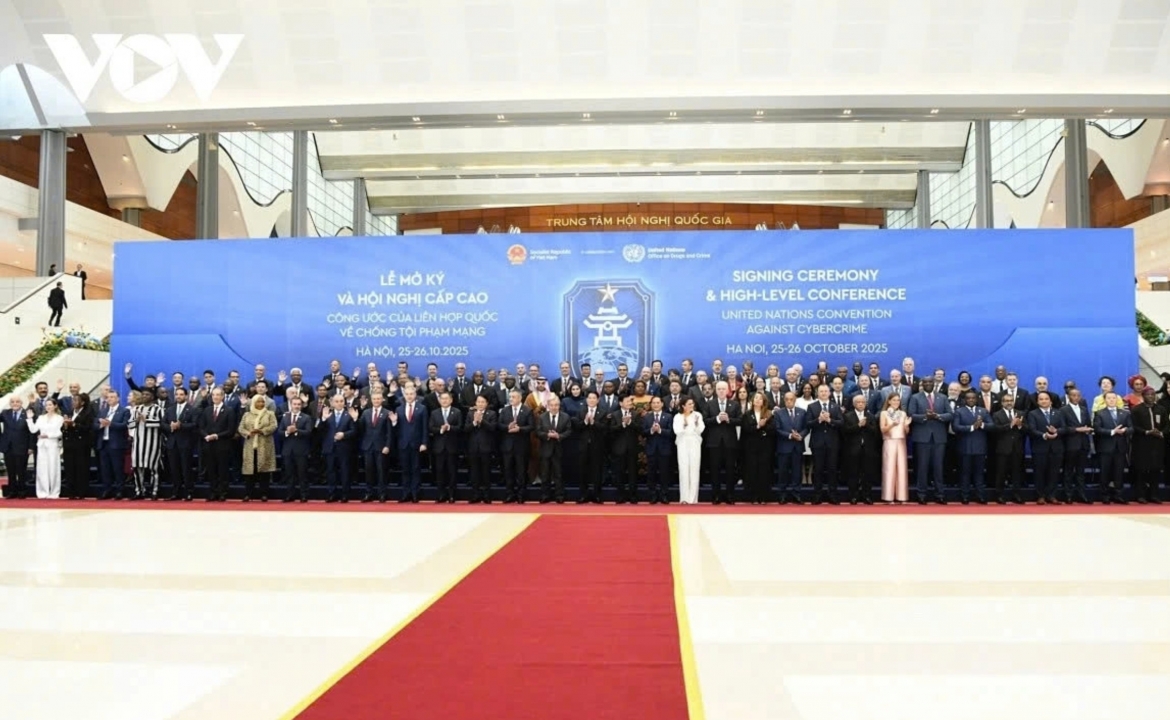 Representatives from UN member states and regional and international organisations at the signing ceremony of the Hanoi Convention against Cybercrime