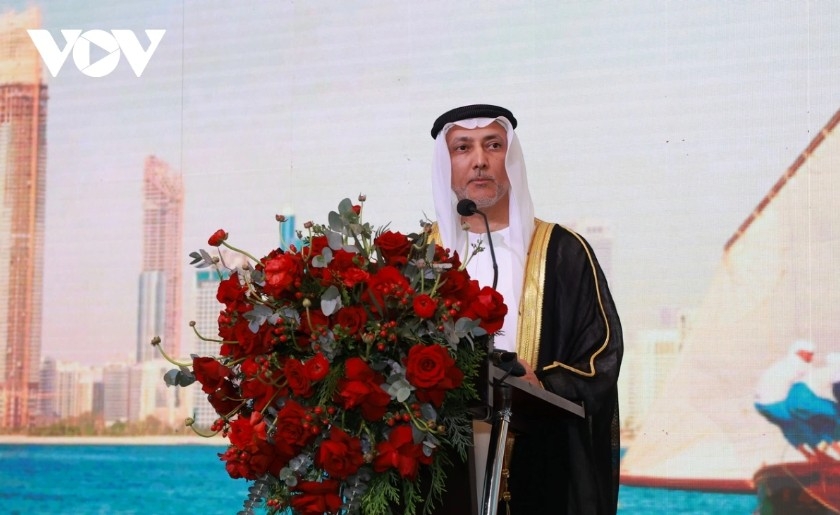 UAE Ambassador to Vietnam Bader Almatrooshi speaks at the National Day celebration