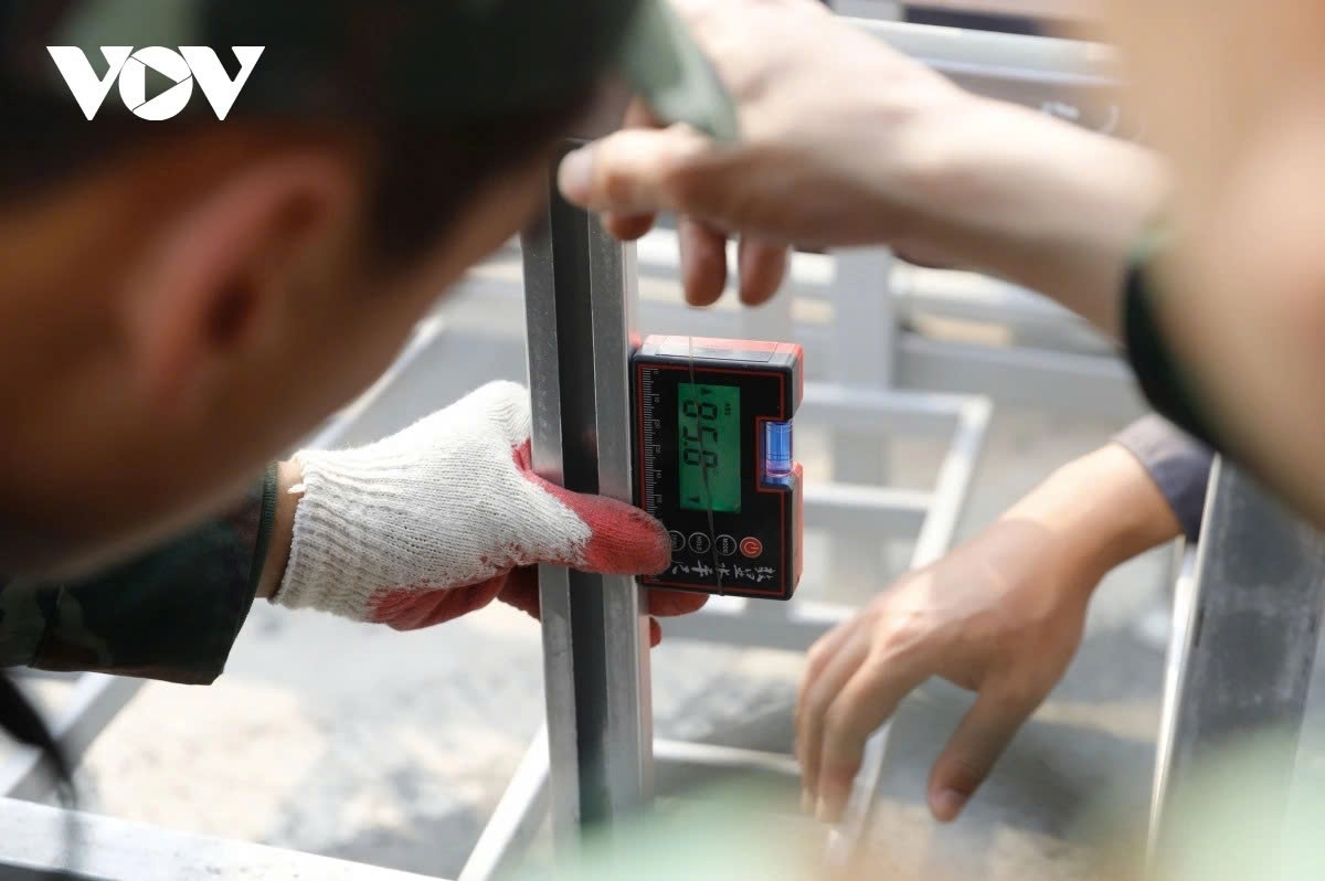 Each fireworks launch rack is thoroughly inspected for technical safety.