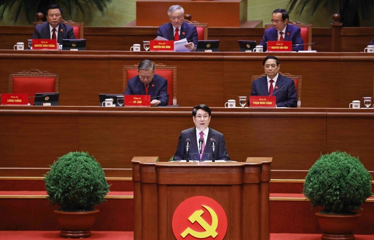 State President Luong Cuong speaks at the opening ceremony of the 14th National Congress of the Communist Party of Vietnam (CPV) in Hanoi on January 20 