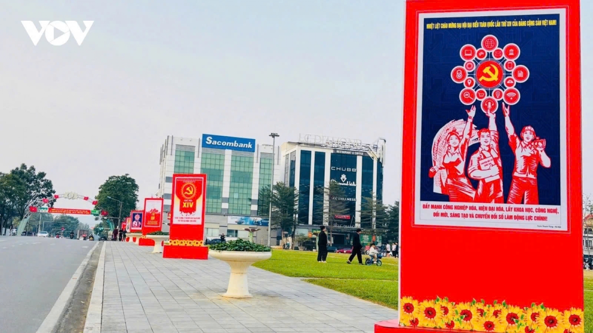 Many streets in Vietnam have been adorned with colourful national and Party flags as well as banners celebrating the 14th National Party Congress