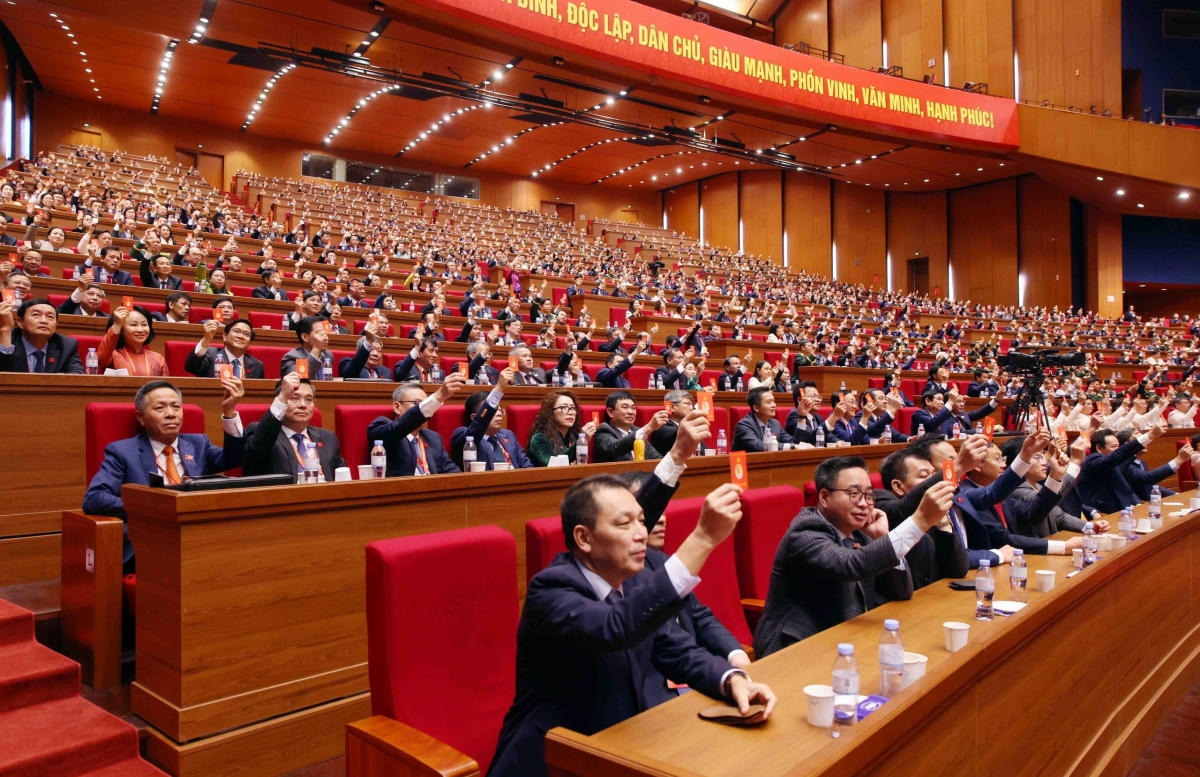Delegates attend the 14th National Congress of the Communist Party of Vietnam in Hanoi 