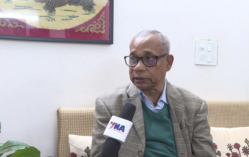 Rup Narayan Das, a former official of India’s Lok Sabha, grants an interview to the Vietnam News Agency. (Photo: VNA)