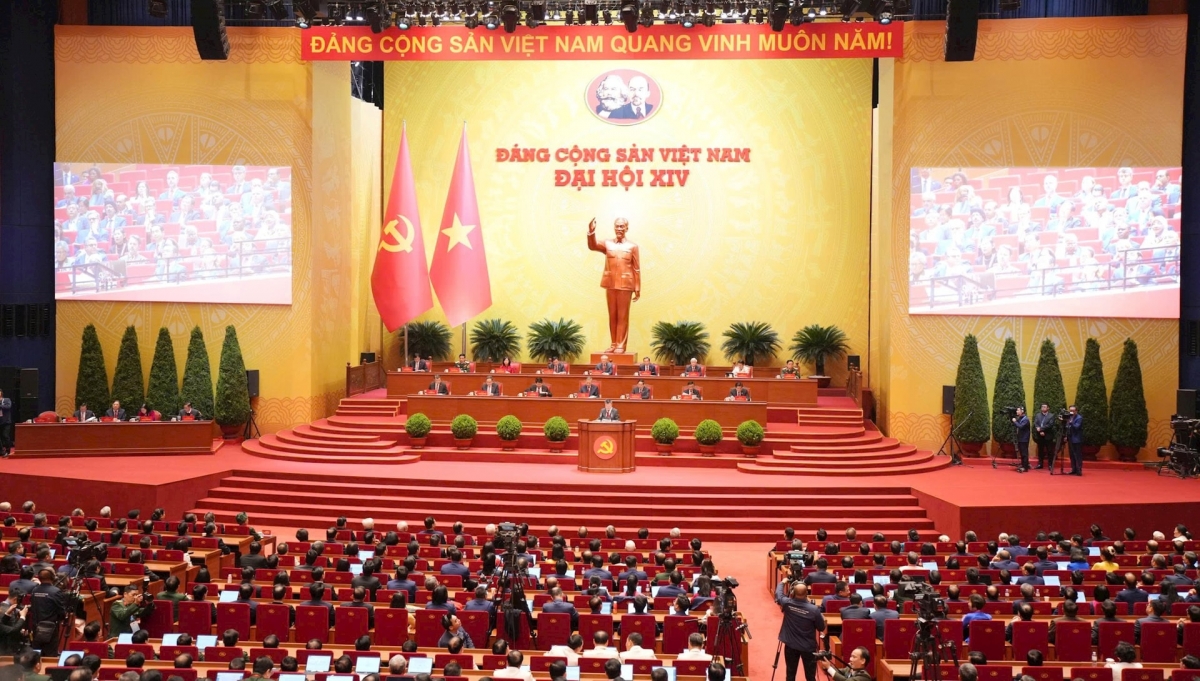 Nearly 1,600 delegates attend the closing ceremony of the 14th National Party Congress in Hanoi on January 23