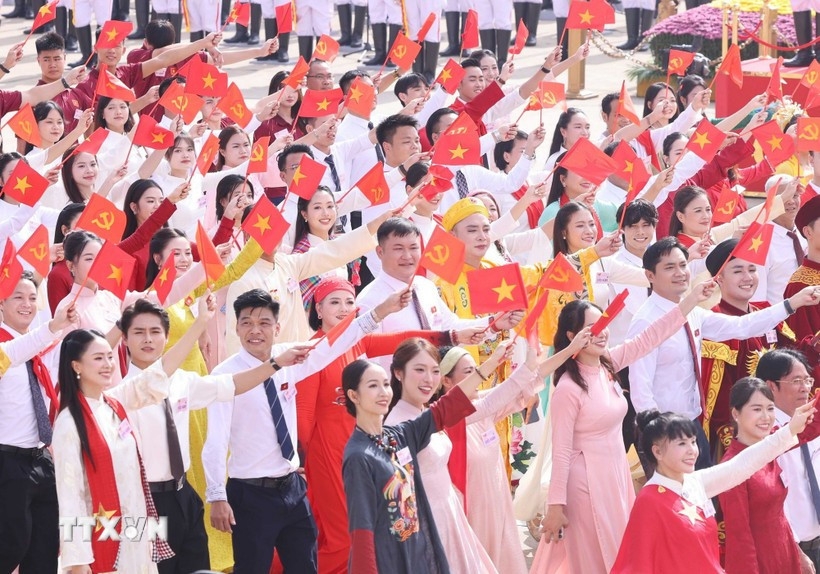 The culture and sports formation marches during the parade marking the 80th anniversary of National Day on September 2. (Photo: VNA)