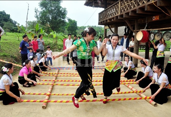 A dancing performance at the village