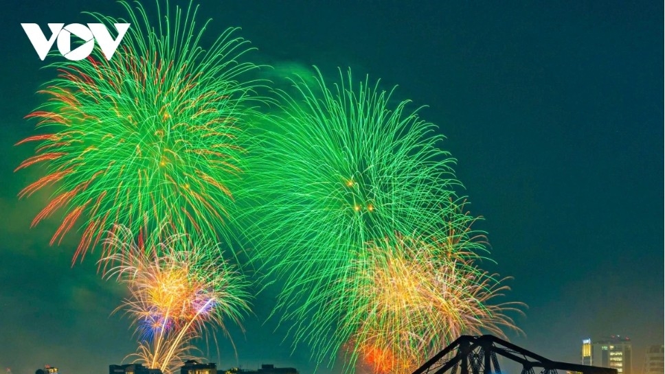 The fireworks display takes place at five launch locations across the city