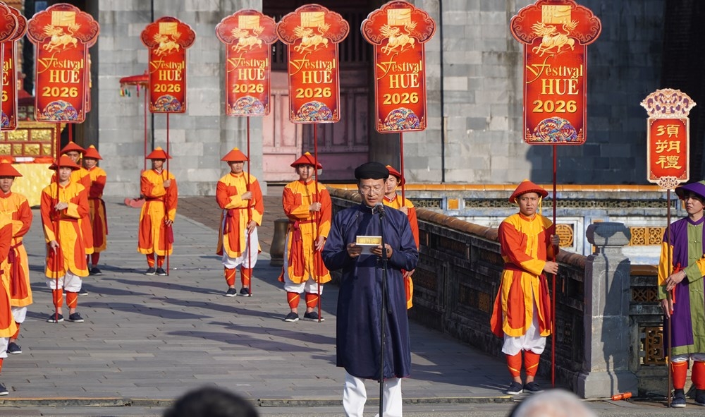 The Hue Festival 2026 opens with the re-enactment of the Ban Soc Ceremony under the Nguyen Dynasty  (Photo: baovanhoa.vn)