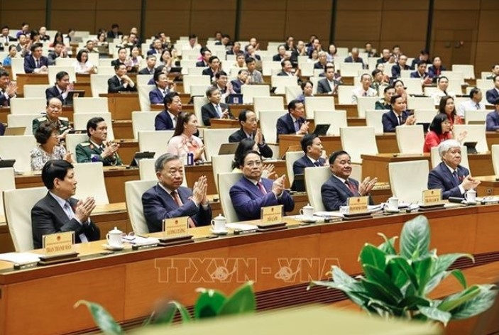 Party General Secretary To Lam and other Party and State leaders attend the closing session of the 9th meeting of the 15th-tenure National Assembly. (Photo: VNA)