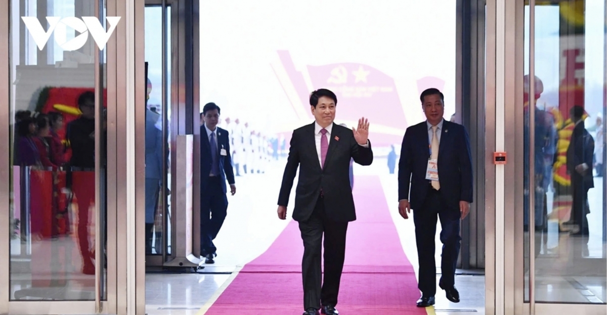 State President Luong Cuong attends opening of 14th National Party Congress at National Convention Center in Hanoi.