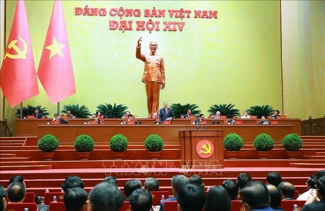 General Secretary of the 13th Central Committee of the Communist Party of Vietnam To Lam addresses the 14th National Party Congress. (Photo: VNA)