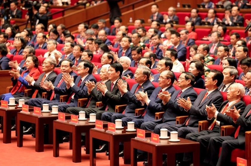 Leaders attend the opening session of the 14th National Party Congress  (Photo: VNA)