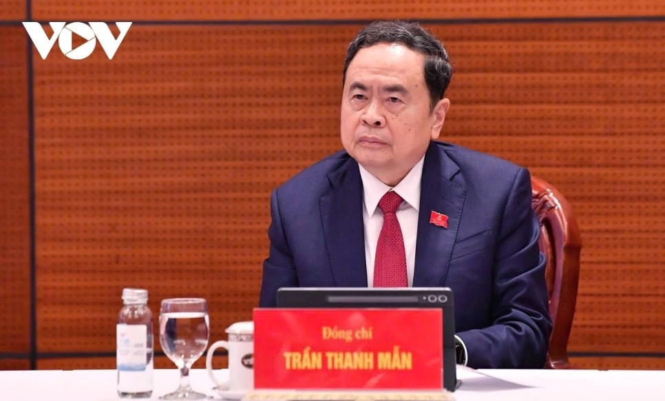 National Assembly Chairman Tran Thanh Man during the discussion session