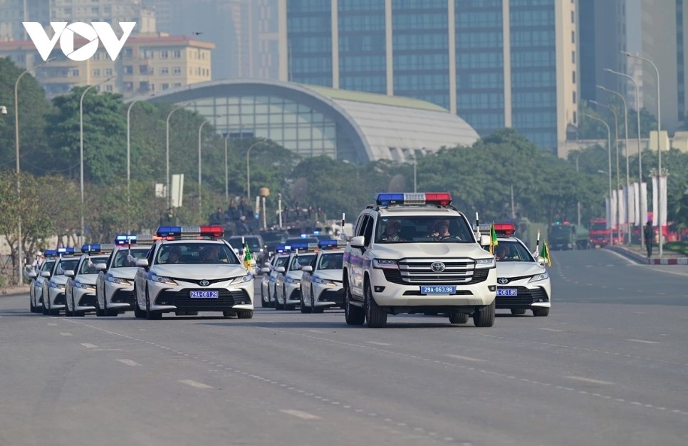 The Ministry of Public Security’s vehicles at the full rehearsal